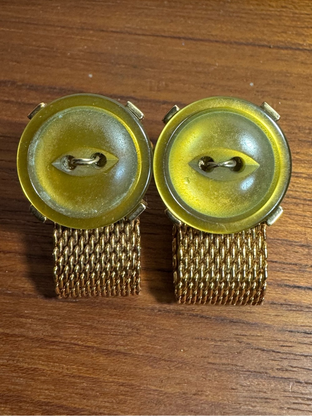 Vintage green button cuff links